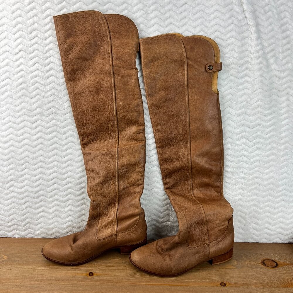 Vtg Womens Knee High Leather Riding Style Boots 1.5 Heel Sz 6.5 US- 37 EU Y2K
